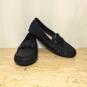 NWT Anne Klein iflex Womens Black Slip-on Faux Leather Driving Shoes Loafers 10M